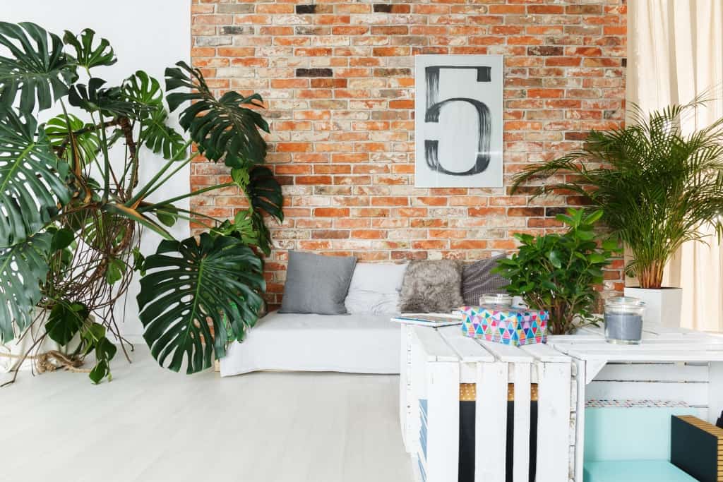 Original DIY living room in stylish contemporary loft