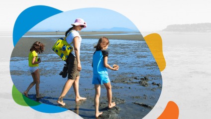 Family at Centennial Beach in Tsawwassen, BC