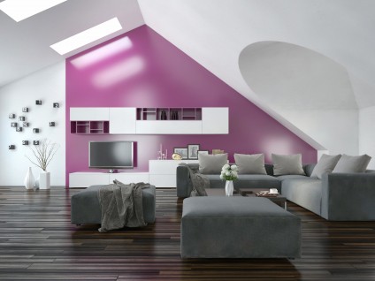Colour of the year, purple accent wall