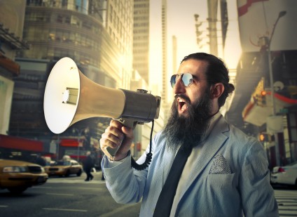 man with megaphone