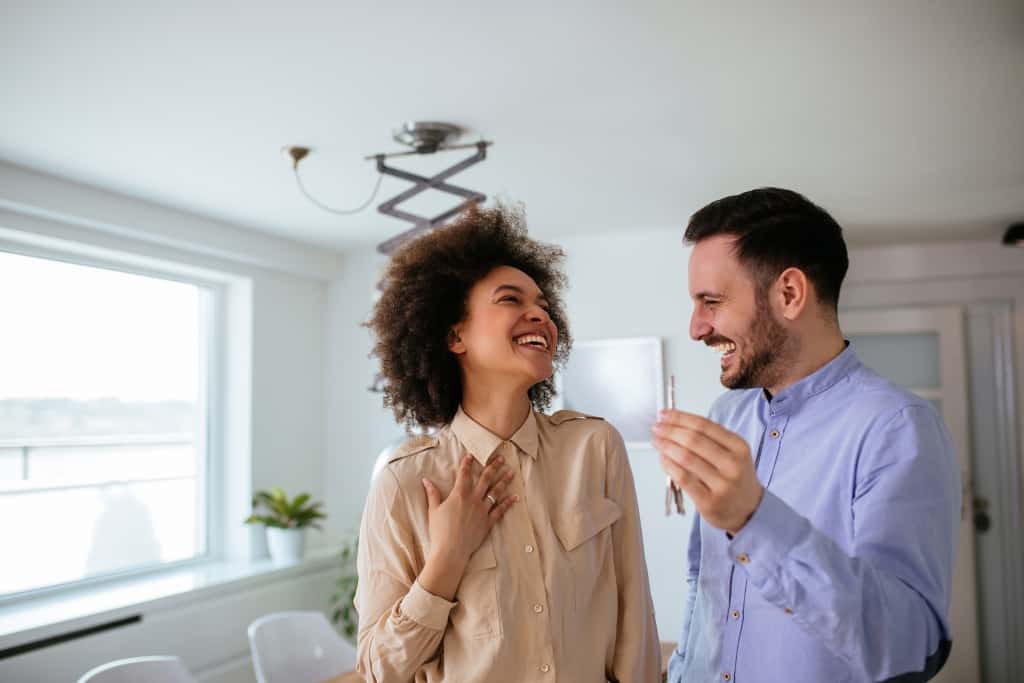 young couple excited for rental