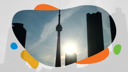 A backlit view of CN Tower in Toronto