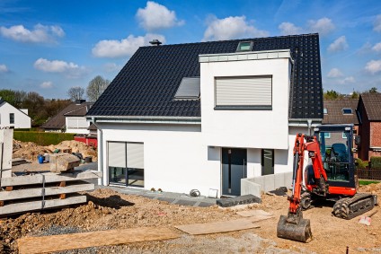A new build house surrounded by a construction site eligible for GST rebate