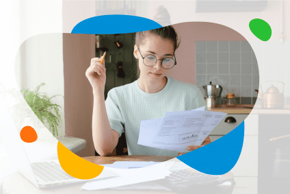 woman looking at paper