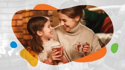 mom and daughter stay warm in winter