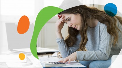 Woman looking at budget