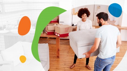 Couple carry couch