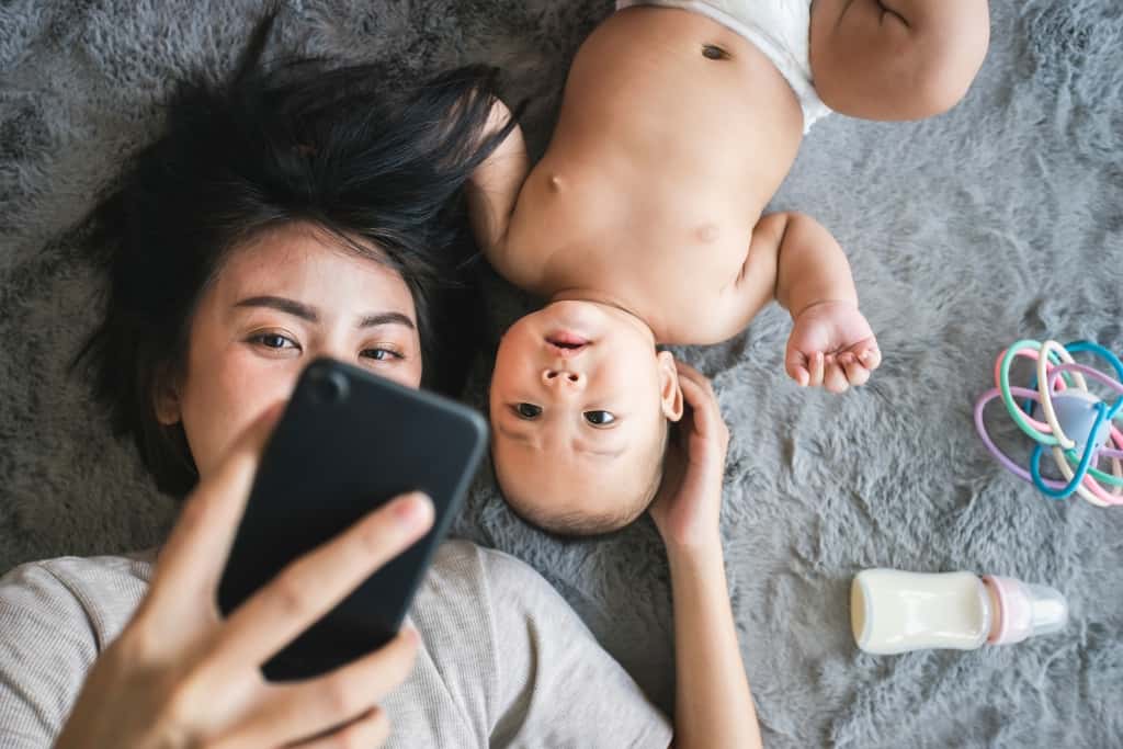 Mother and baby selfie