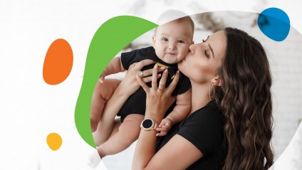 Mom holding baby