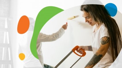 Woman does home renovation