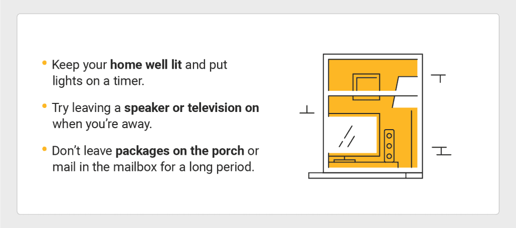graphic showing how to make your home appear occupied
