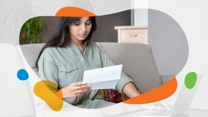 Woman looking at bill