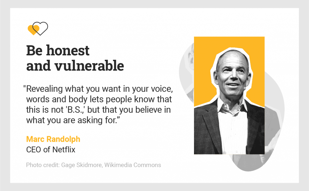 black and white portrait of March Randolph and his quote on being honest and vulnerable