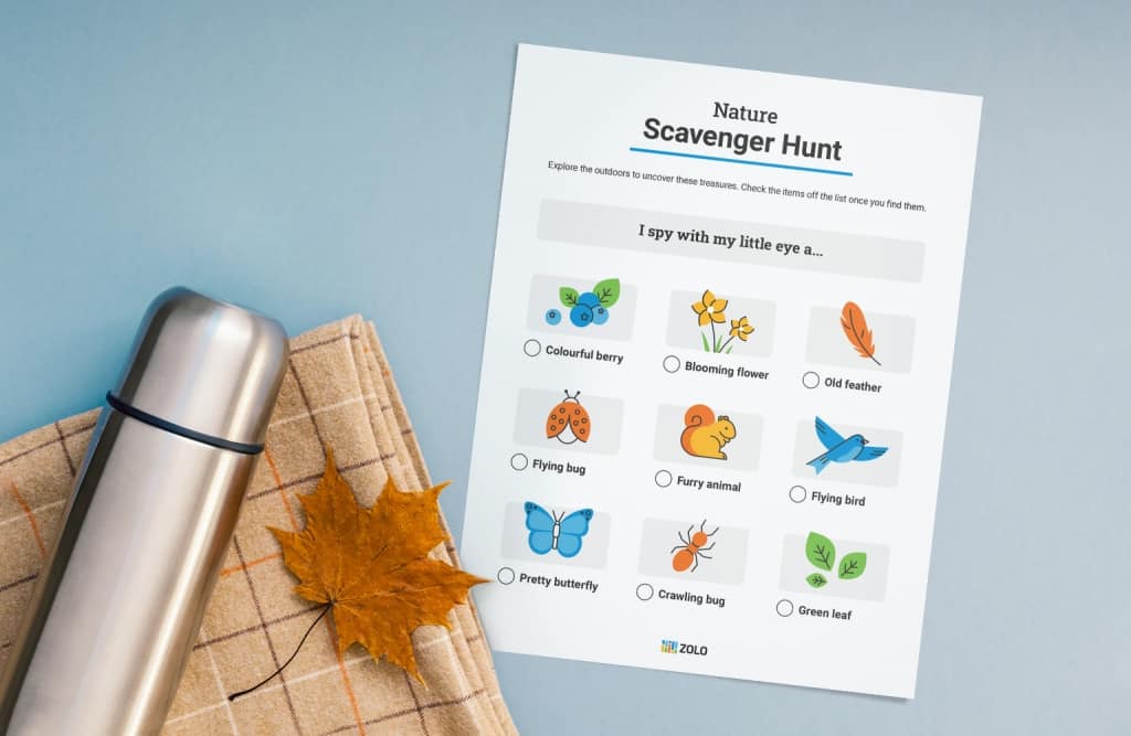 printable nature scavenger hunt activity for kids to do while backyard camping