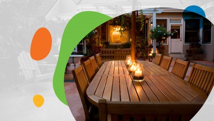 Dinner by candlelight outdoors