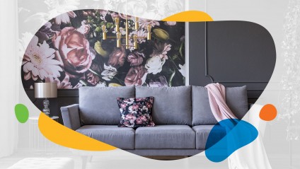 living room with feature wall