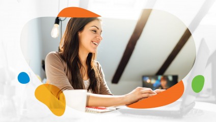 Woman working from remote office