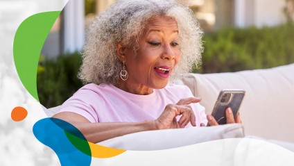 Senior on her phone