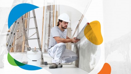 Man works on house