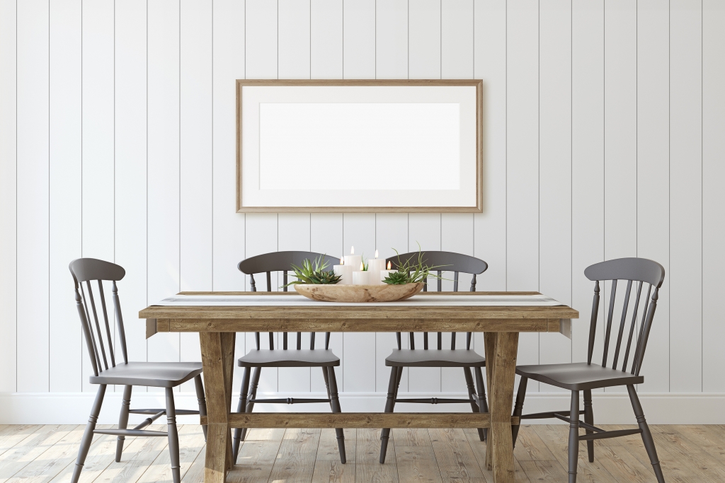 neutral coloured dining room